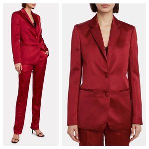 HELMUT LANG Ruby Red Satin Two Button Blazer